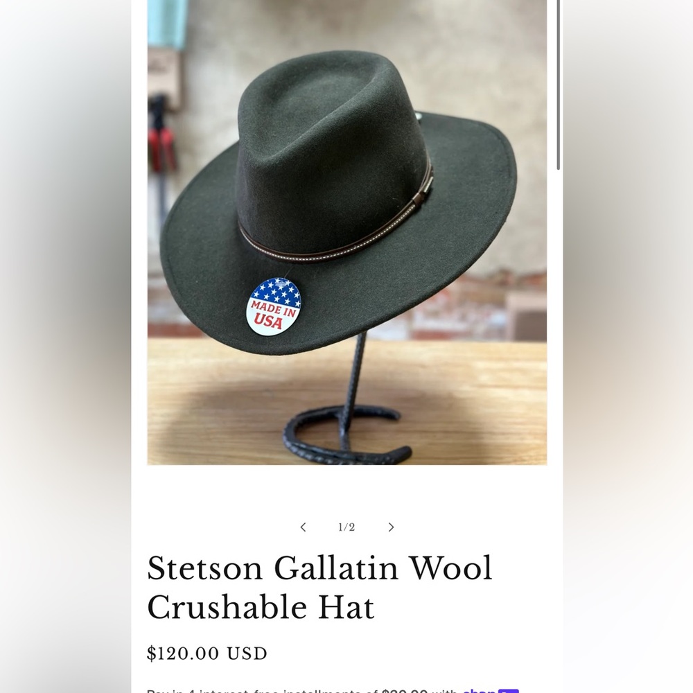 Stetson Gallatin Wool Crushable Hat in Olive Green